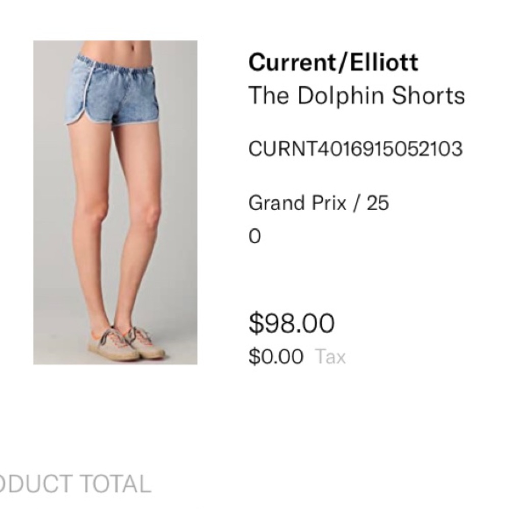 Current/Elliott Dolphin Hem Denim Shorts